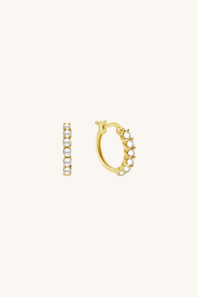 Karma Hoop Earrings - Pearl