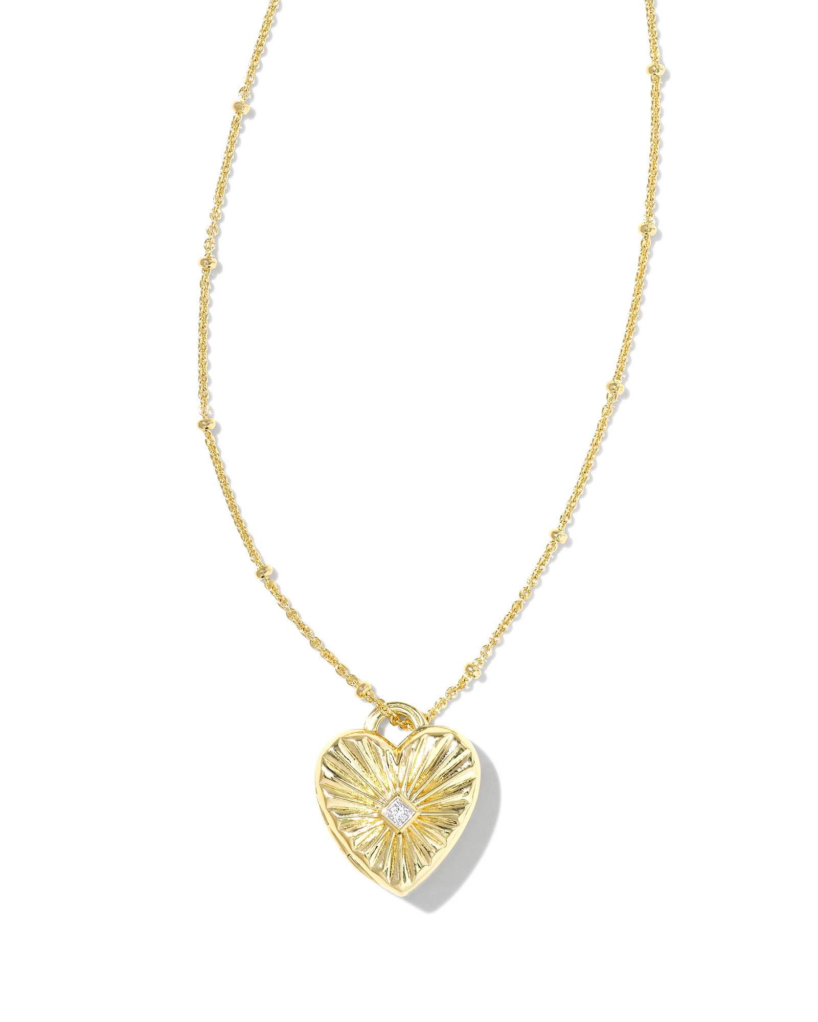 Meredith 18k Gold Vermeil Locket Necklace in White Topaz