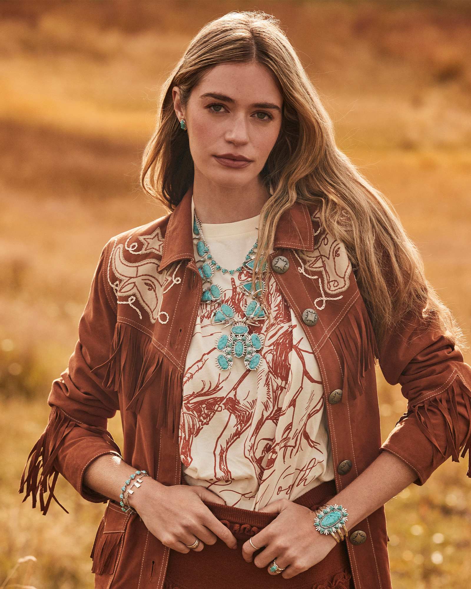 Odessa Vintage Silver Statement Necklace in Variegated Turquoise Magne