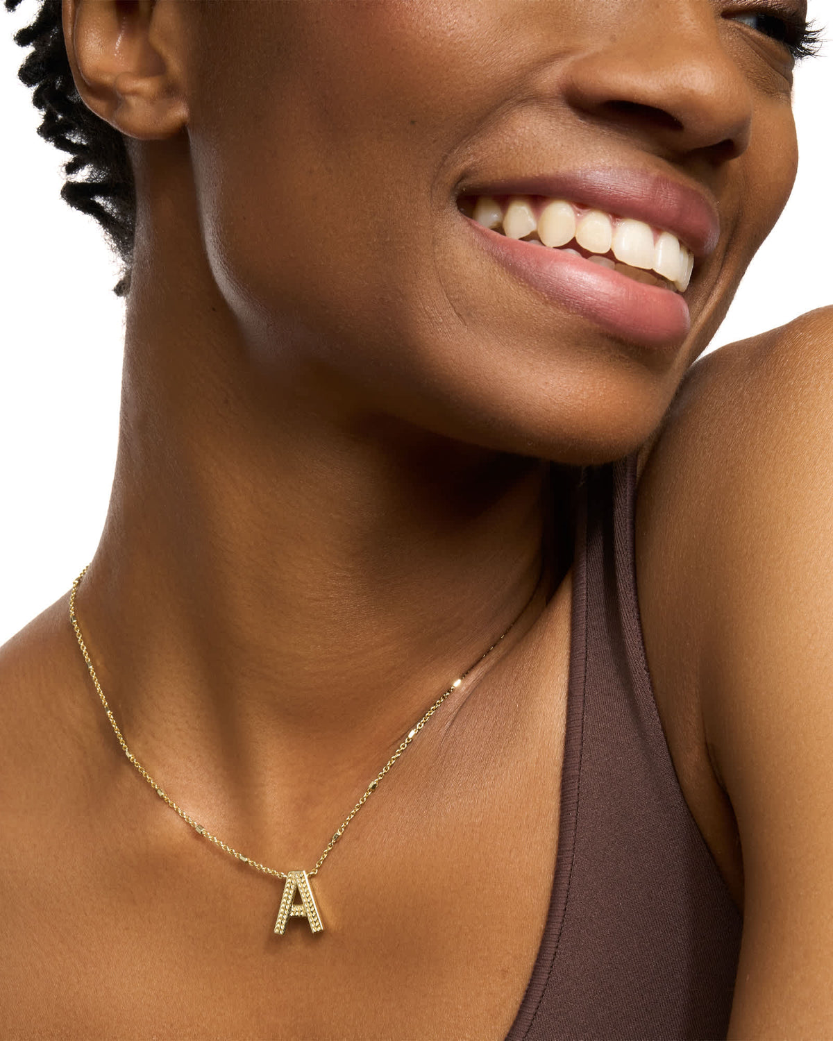 Letter A Pendant Necklace in Gold - Main Image