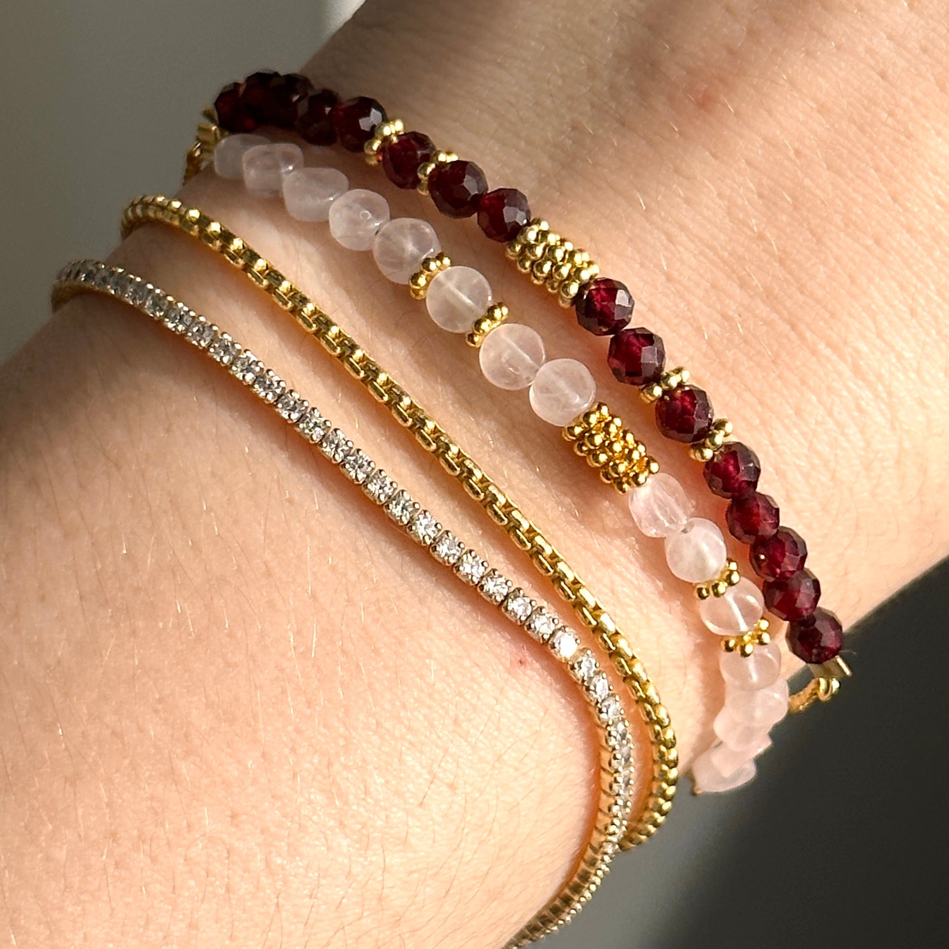 Garnet Kismet Bracelet Gold