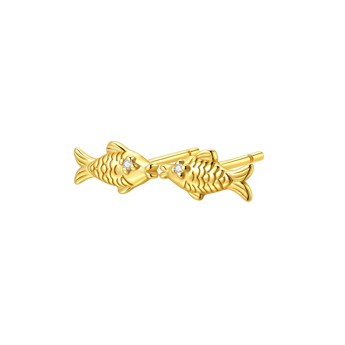 Kissing Fish Stud Earrings Sterling Silver