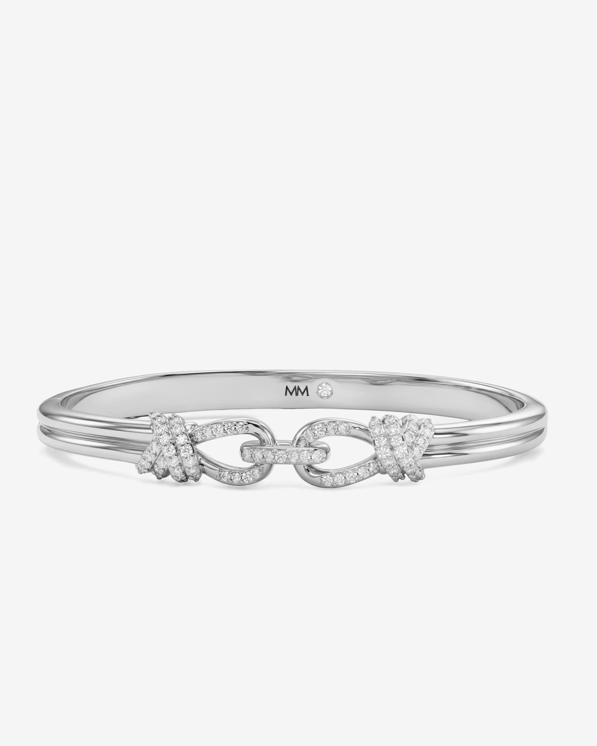Knot Cuff - Silver|White Diamondettes