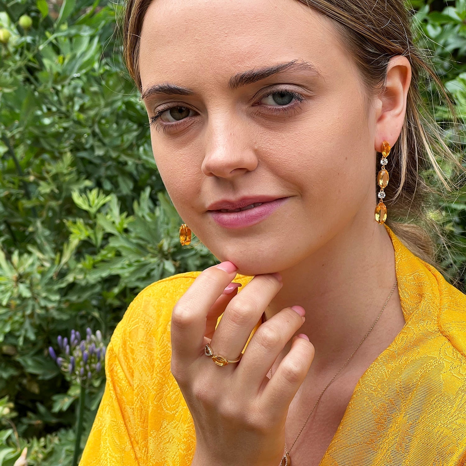 Citrine & White Topaz Earrings