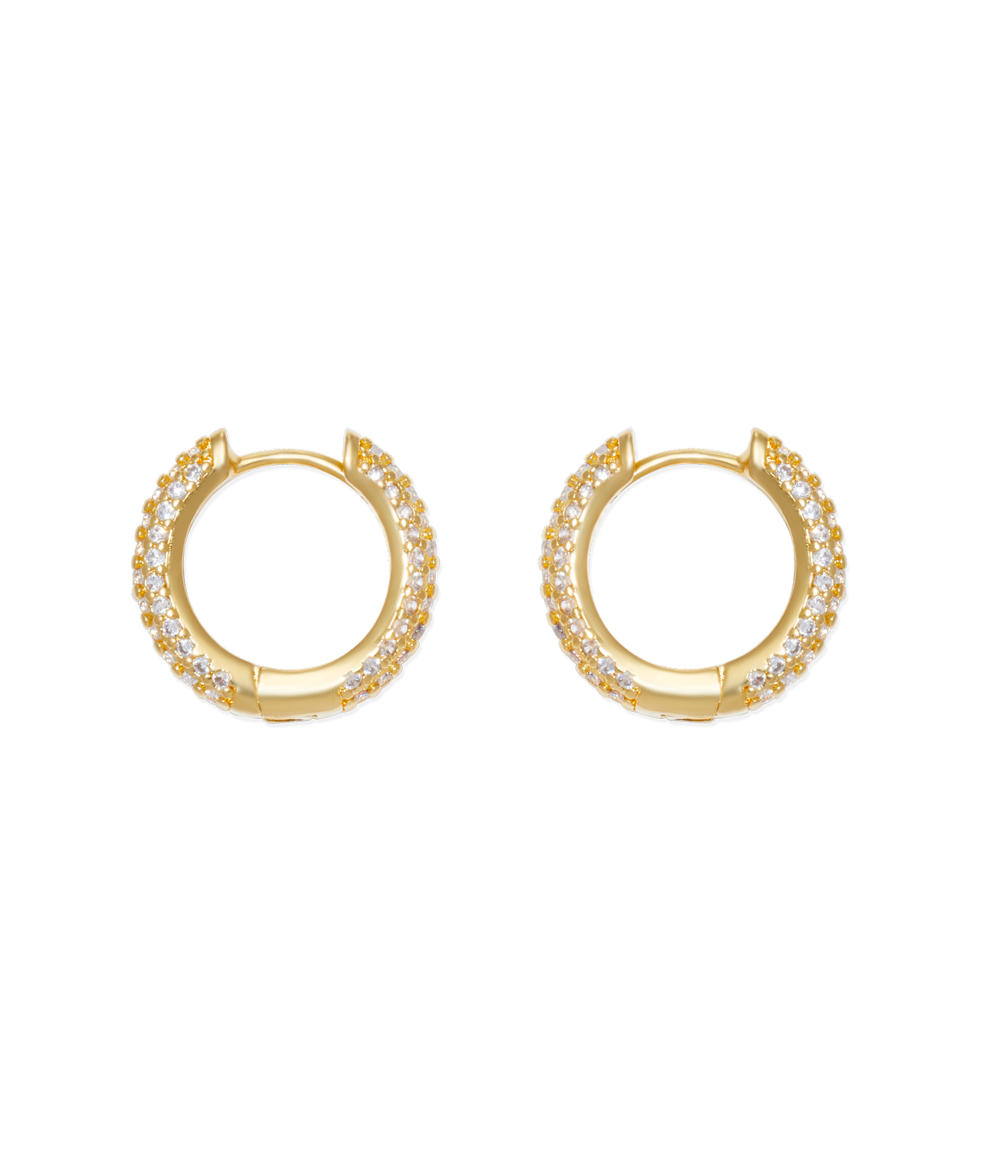 Pavé Huggie Hoops in Gold
