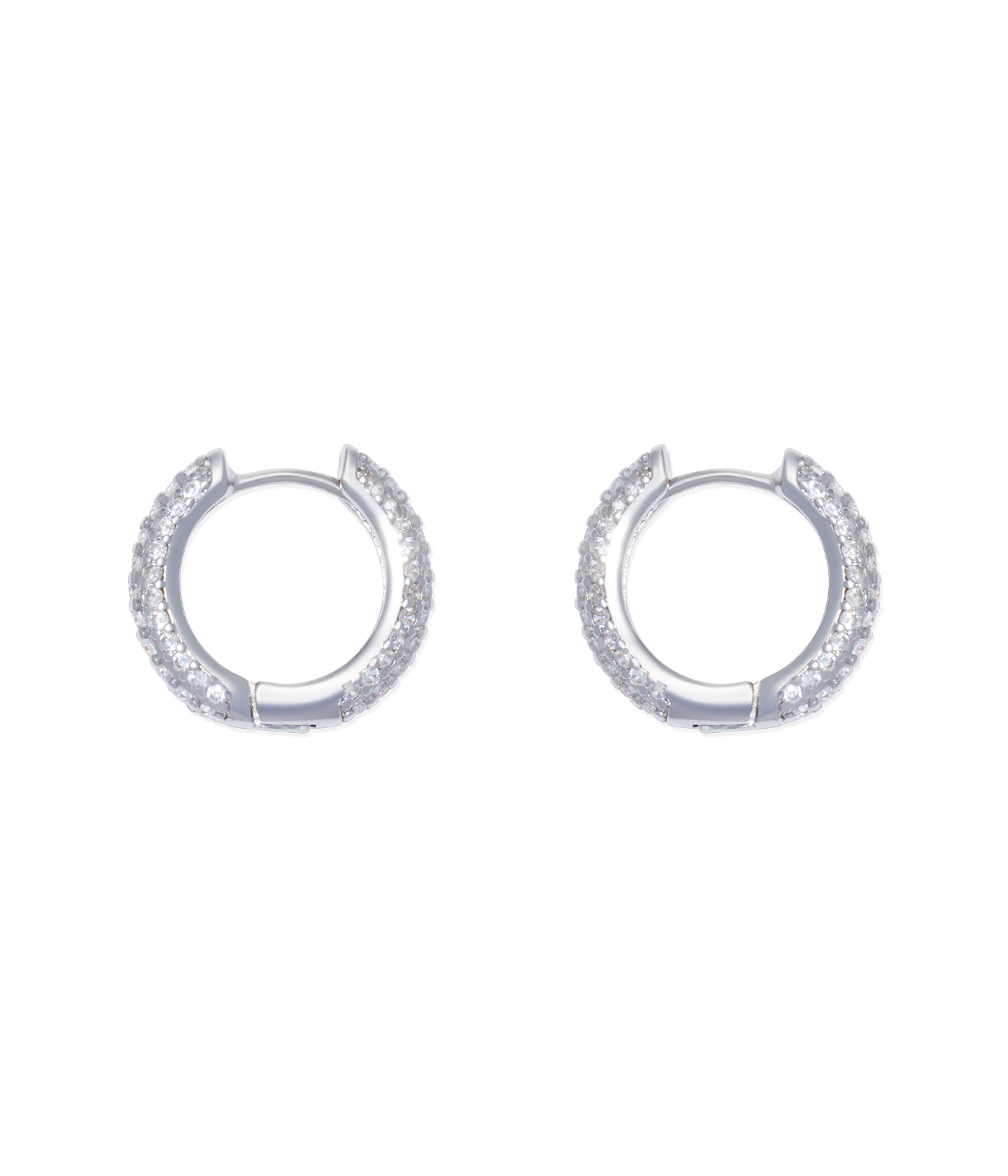 Pavé Huggie Hoops in Silver
