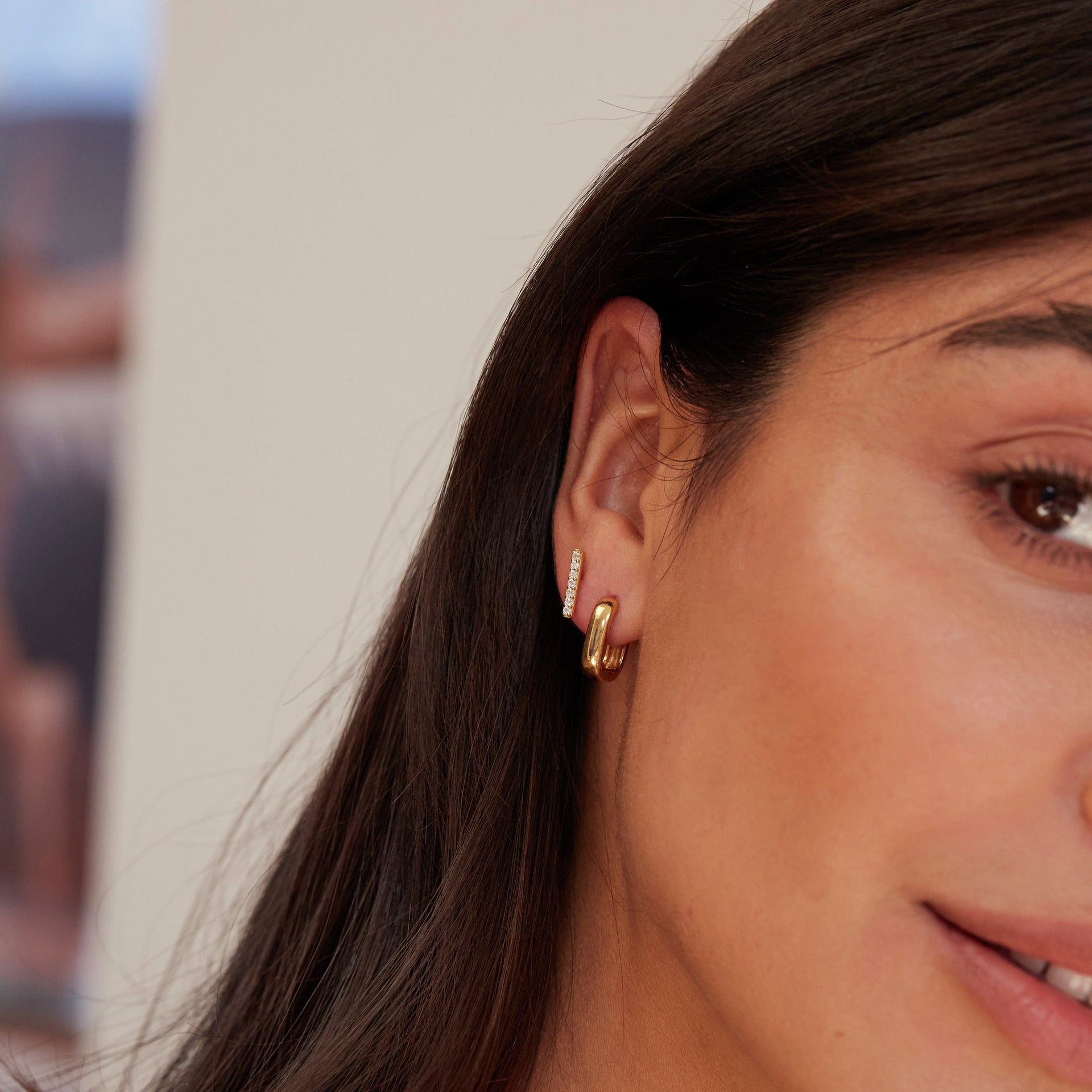 Gold Thick Squared Hoop Earrings