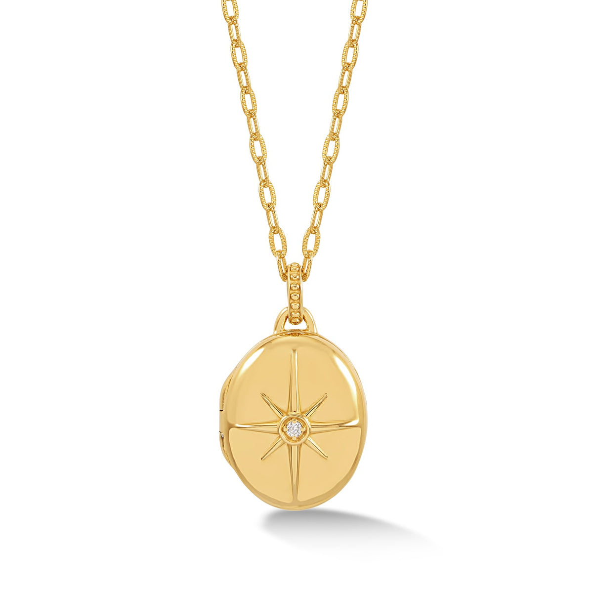 Oval 'Starburst' Diamond Photo Locket