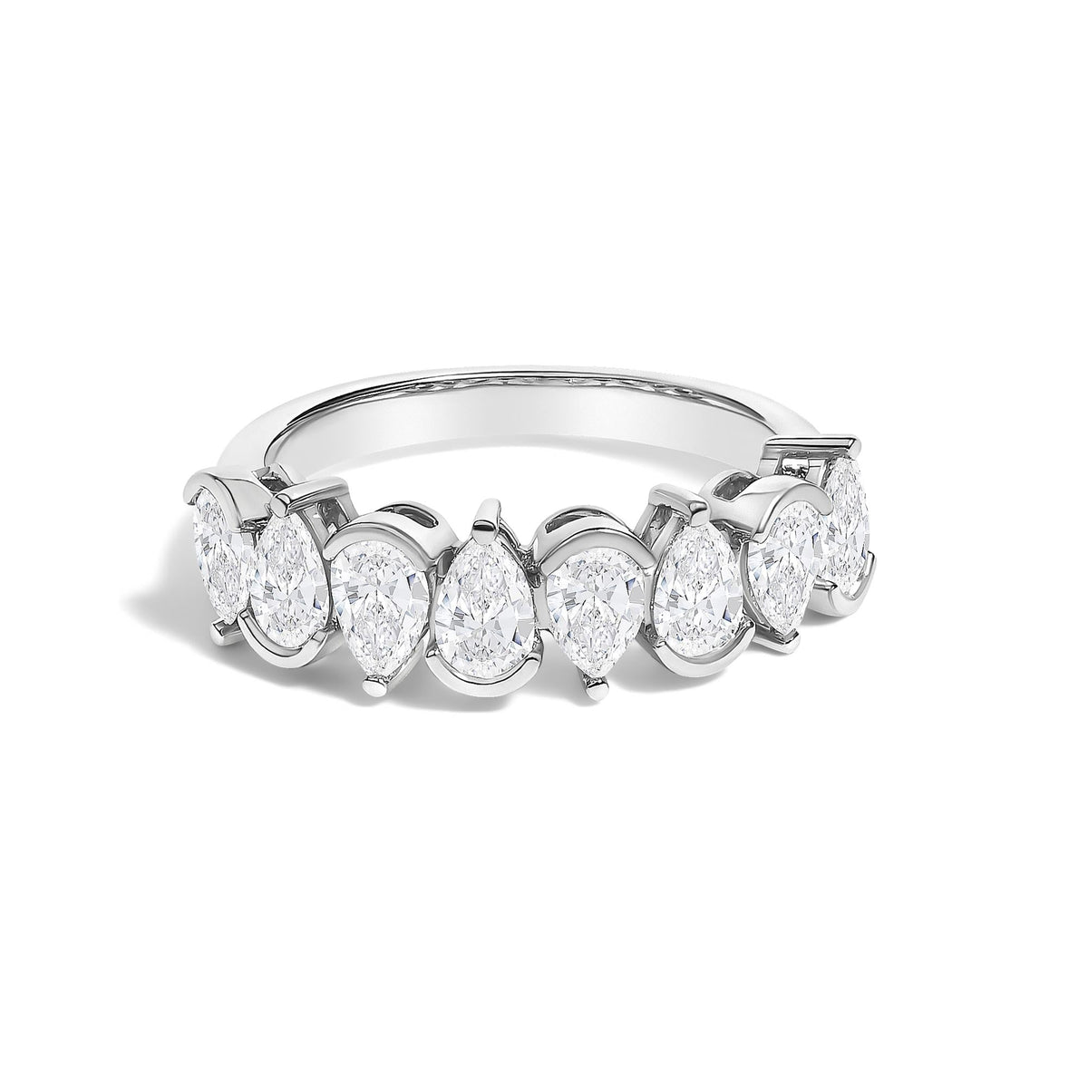 14K Gold 1 2/3 Cttw Lab Grown Pear Shaped Diamond Band Ring