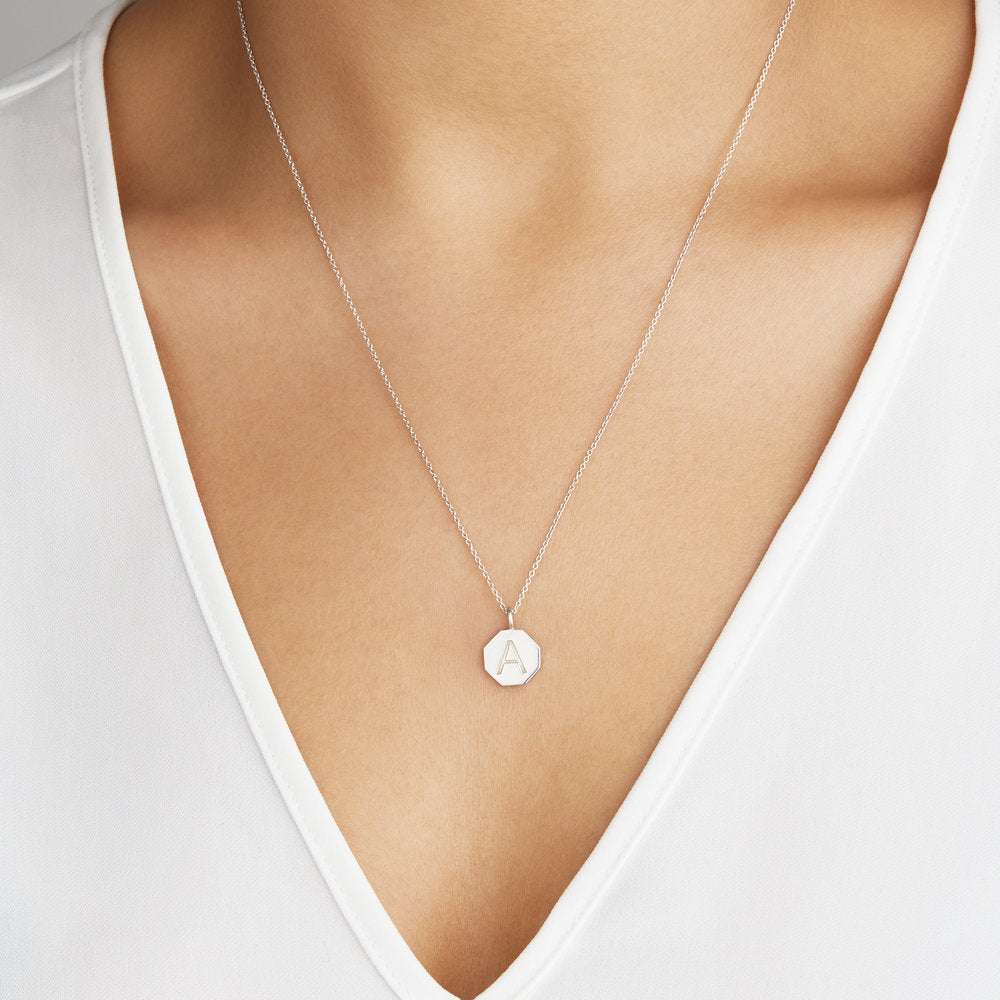Silver Personalised Hexagon Necklace