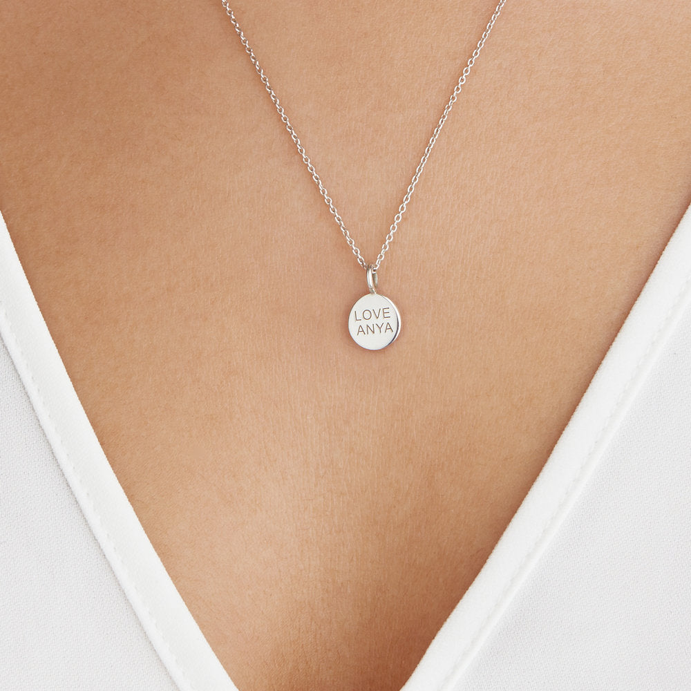 Silver Small Personalised Disc Necklace