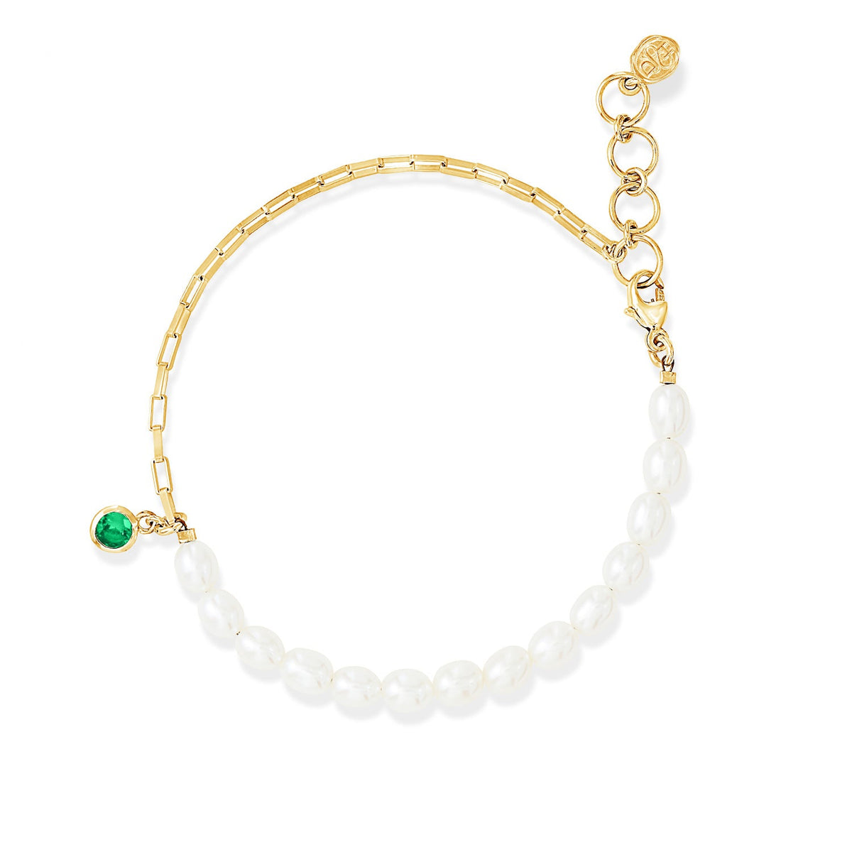 Luna Pearl™ & Green Garnet Charm Bracelet