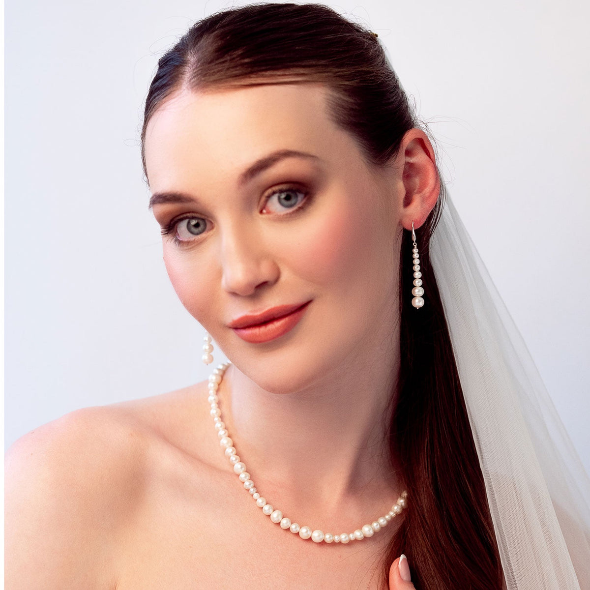 Long Graduated Waterfall Pearl Earrings
