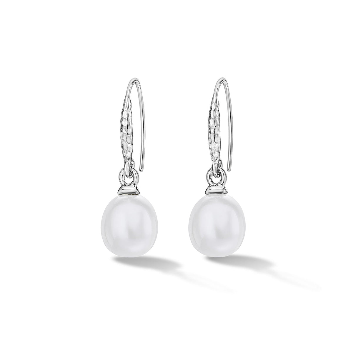 8mm Oval White Luna Pearl™ Drop Earrings