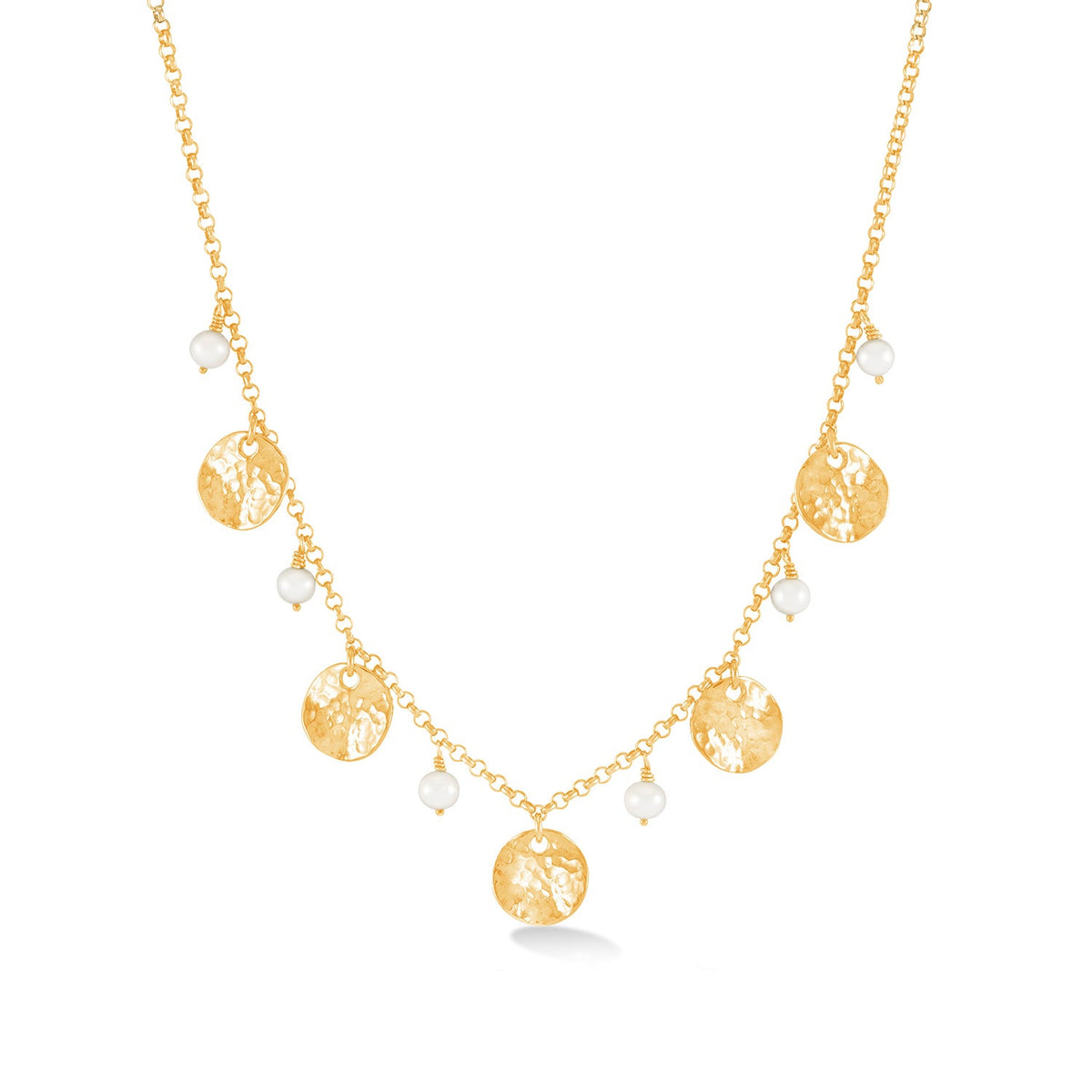 White Luna Pearl™ & Disc Collar Necklace