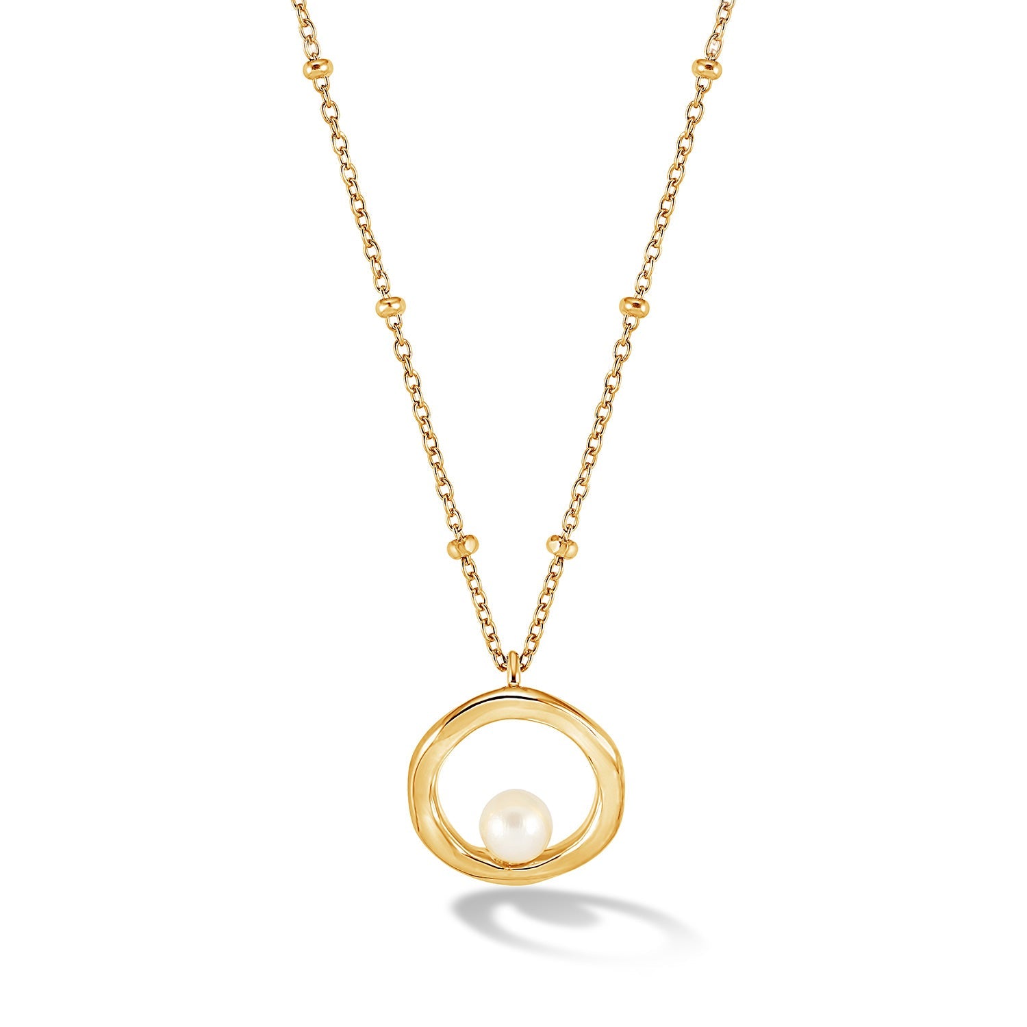 Open Circle & White Pearl Waterfall Pendant