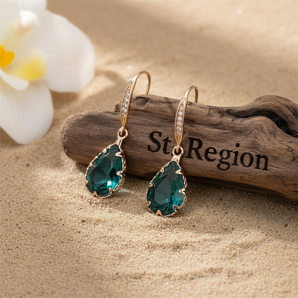 Green Crystal & Cubic Zirconia Pavé Pear-Cut Drop Earrings