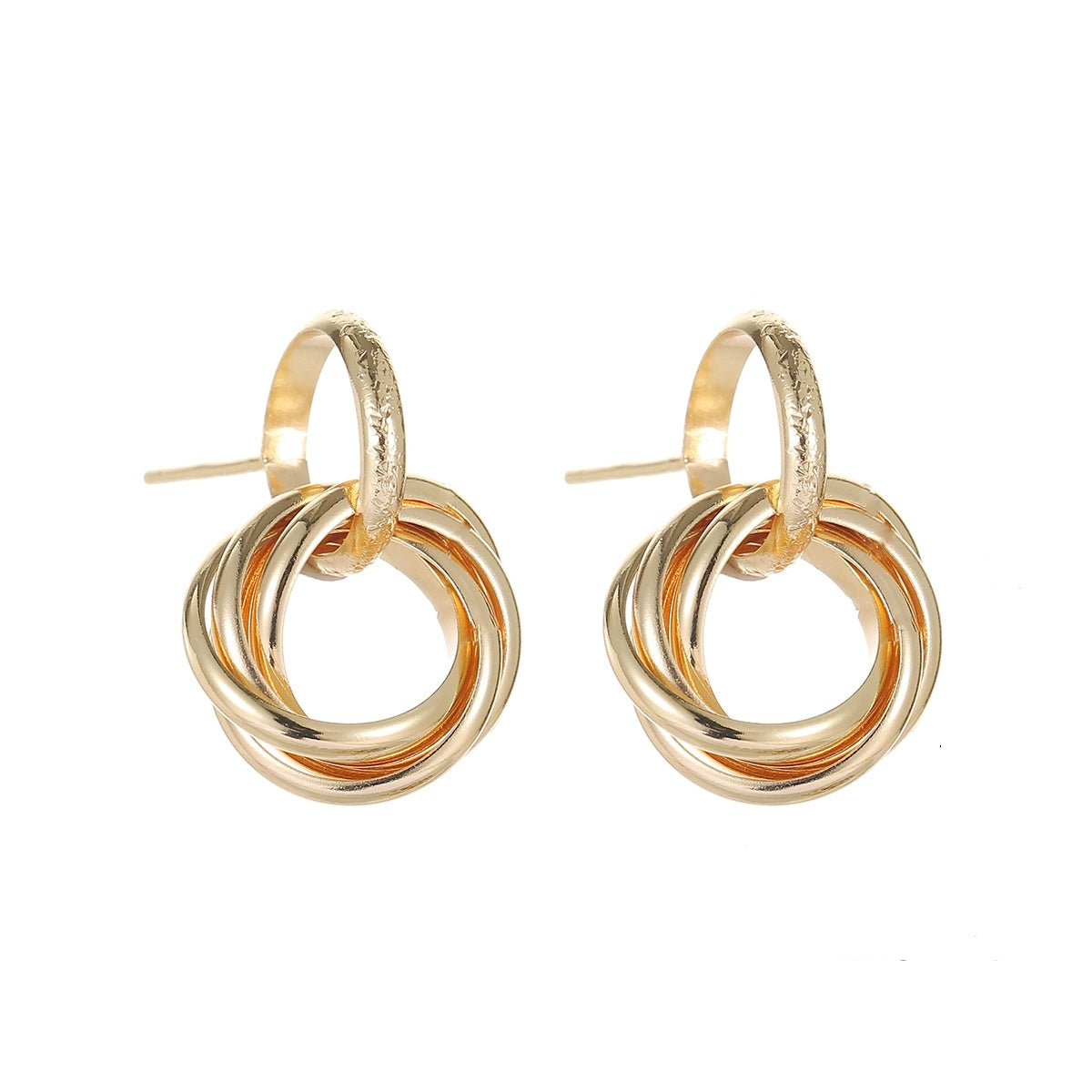 Goldtone Stacked Hoops Dangle Earrings