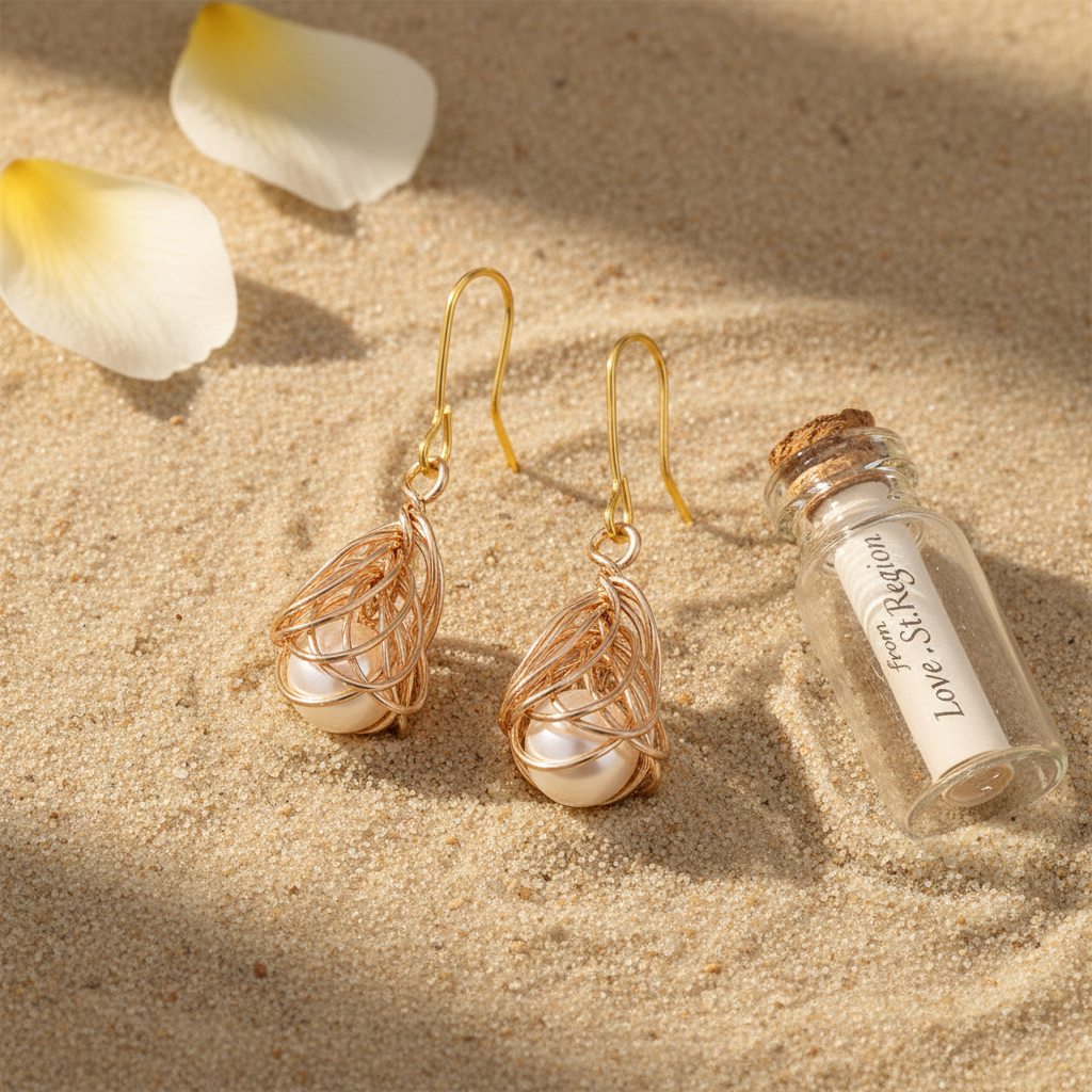 Pearl & Goldtone Sculptural Wire-Wrapped Hook Earrings