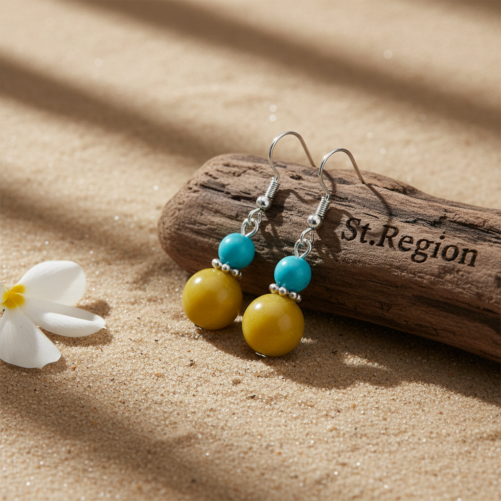Blue & Yellow Jade Silvertone ‌Gourd‌-Shape Hook Earrings
