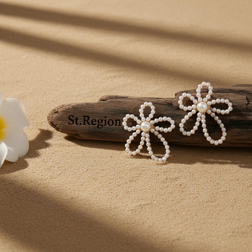 Pearl & 18K Gold-Plated Flower Stud Earrings