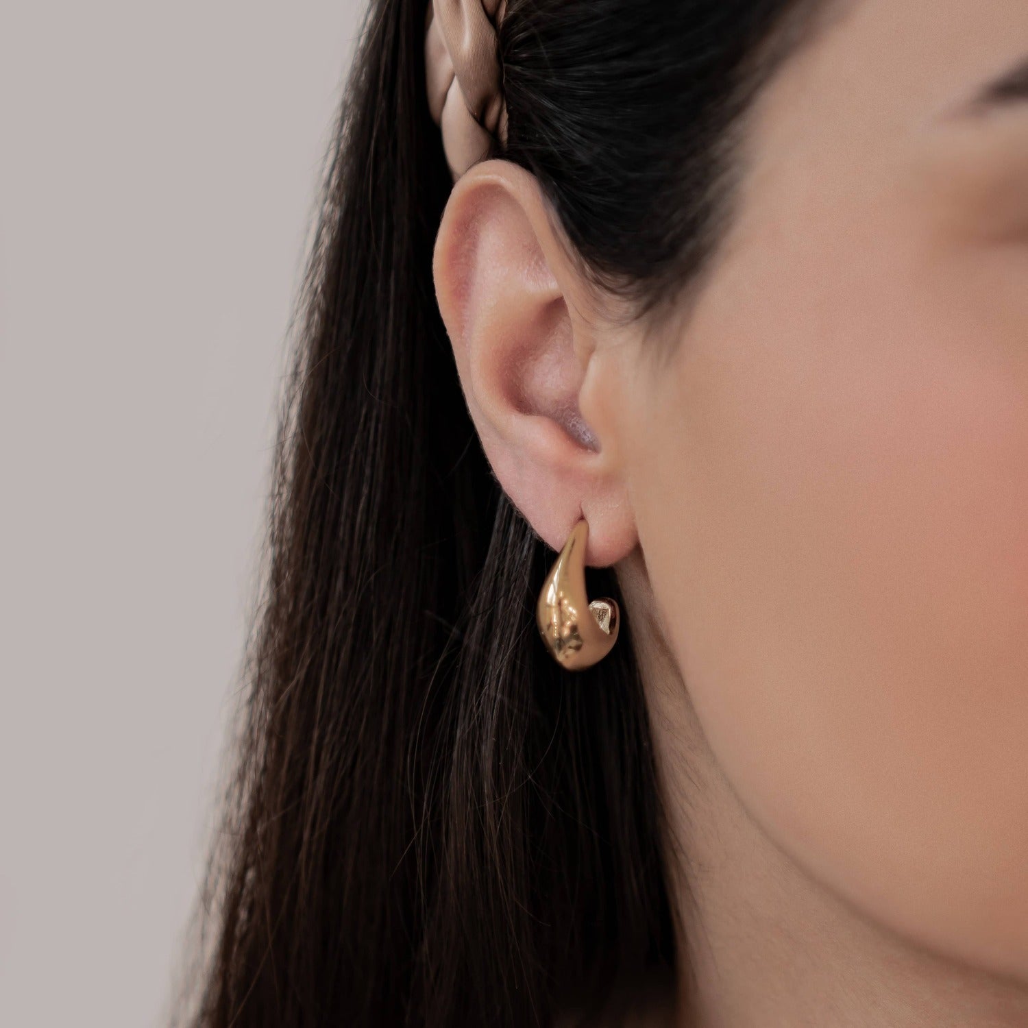 Large Dome Hoop Earrings Stainless Steel