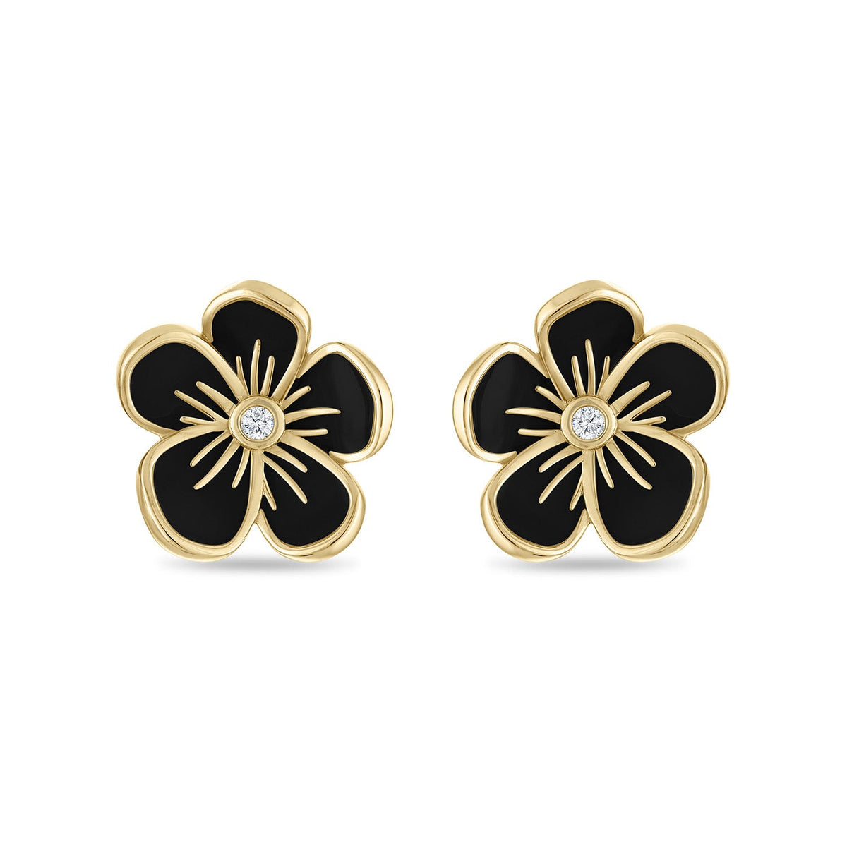 Large Florette Studs in Black