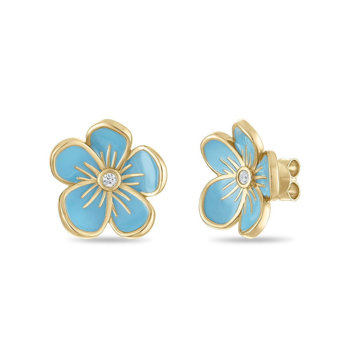 Large Florette Studs in Forget-Me-Not Blue
