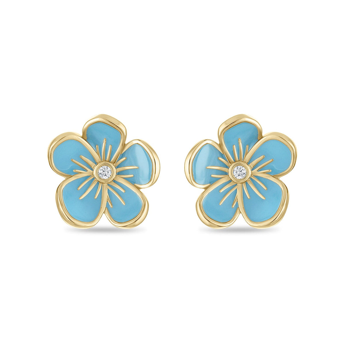 Large Florette Studs in Forget-Me-Not Blue
