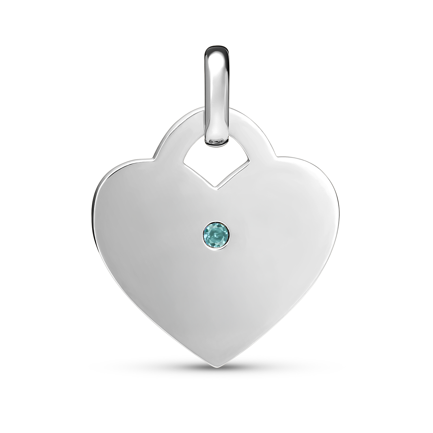 Birthstone Heart Token Pendant (Silver)