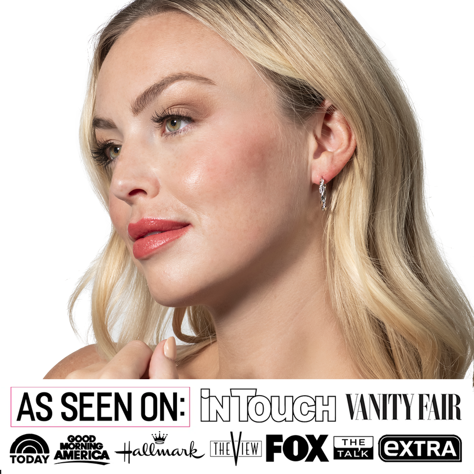 Lauren 18k White Gold Plated 22mm Twisted Hoop Earrings with Swarovski Crystals