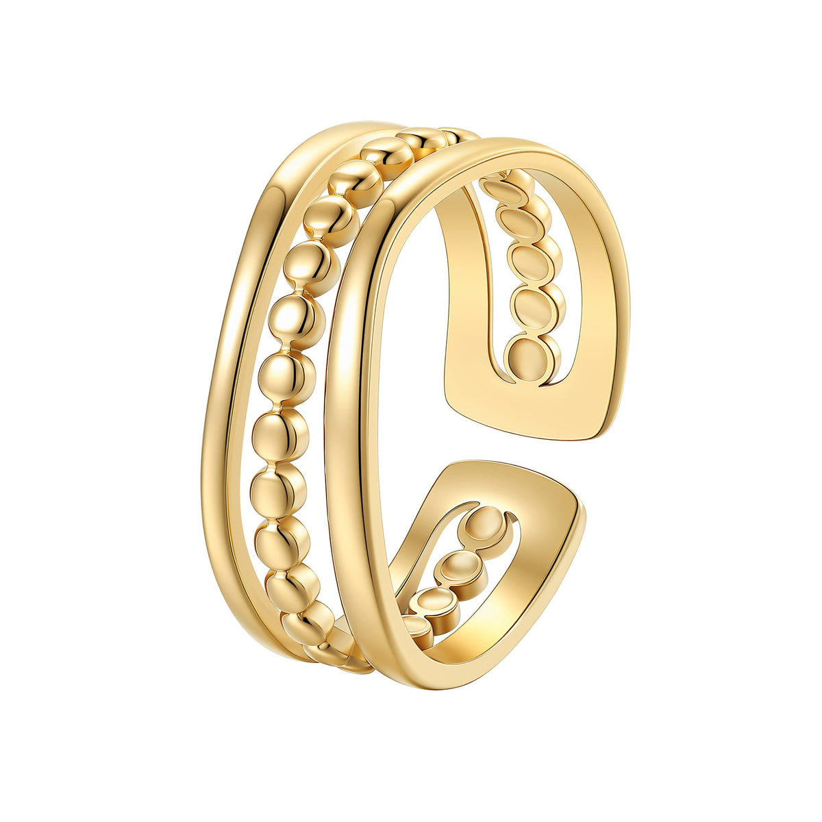 Layered Bead Open Ring Waterproof