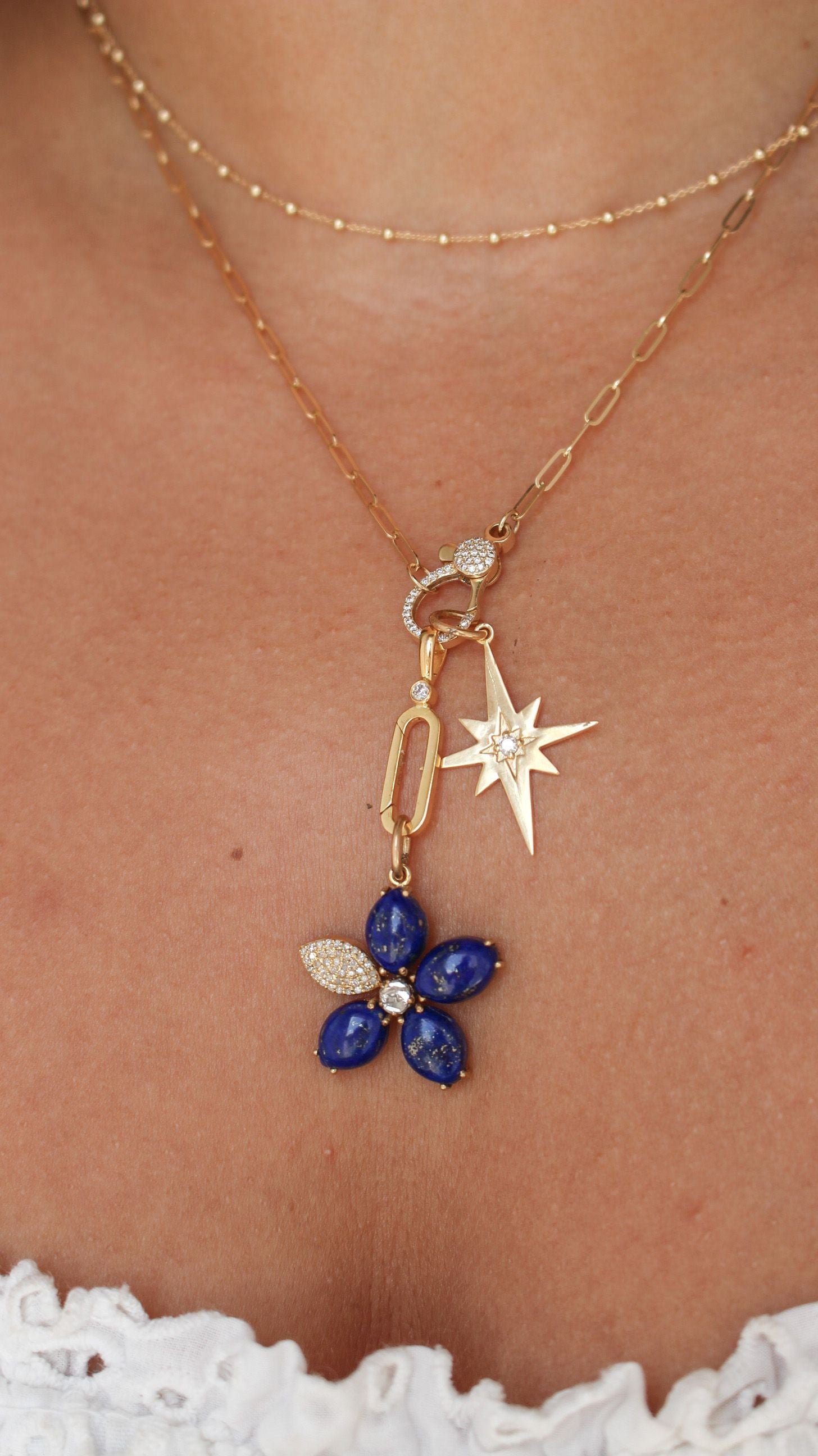 Gold Diamond Paperclip Pendant