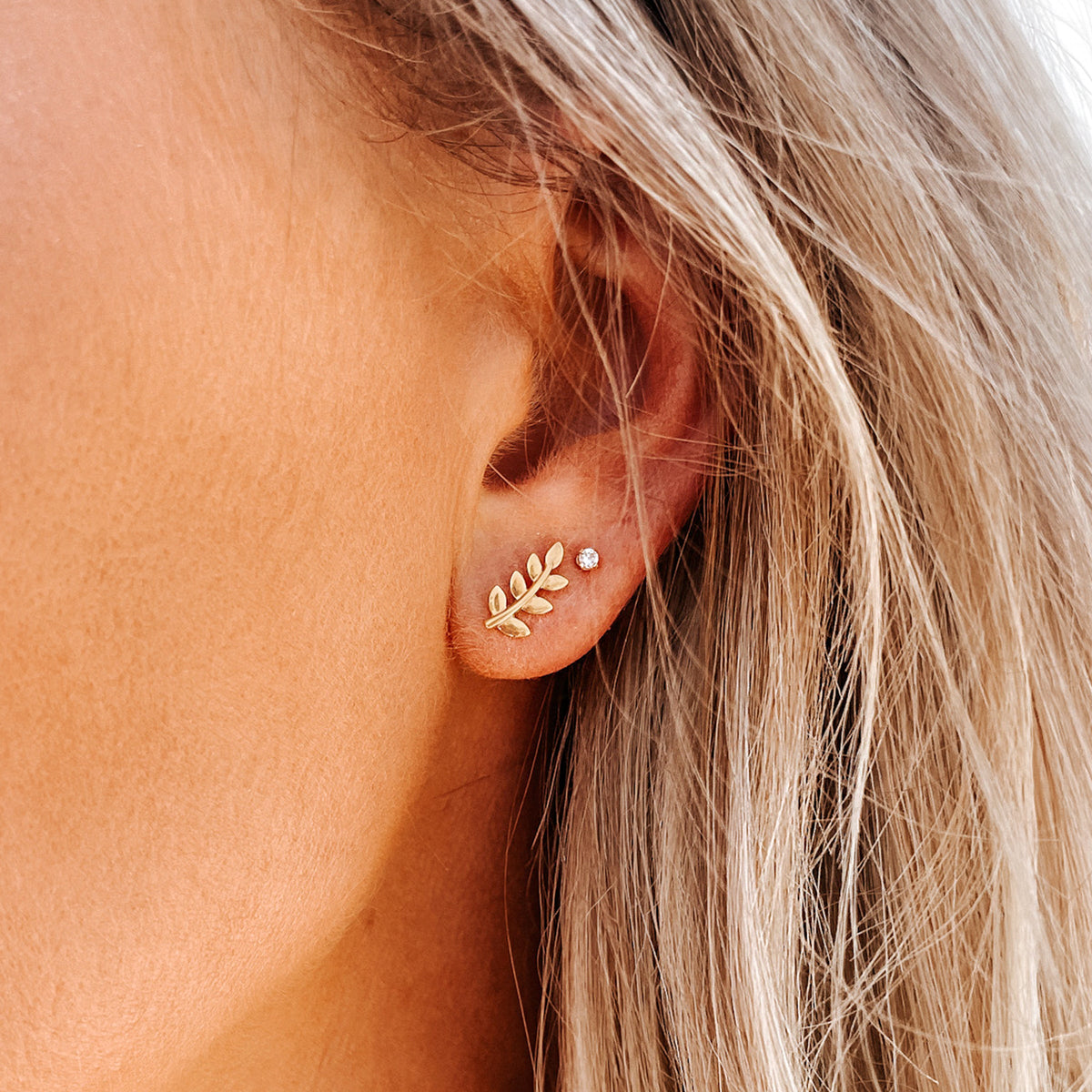 Leaf Branch Stud Earrings