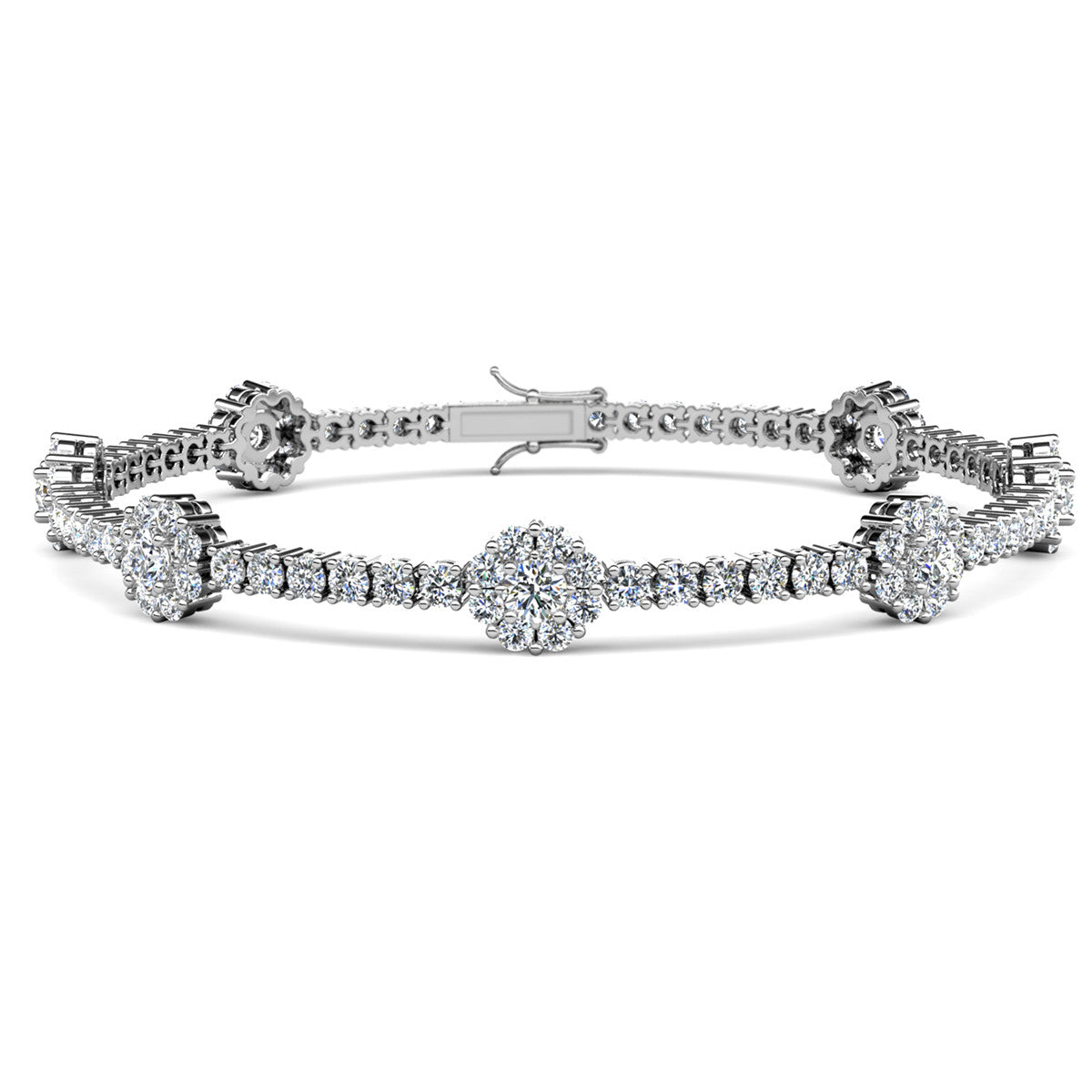 Leah 18k White Gold Plated Tennis Bracelet with Simulated Diamond Crystals