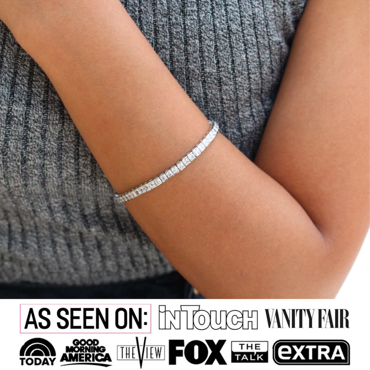 Leila 18k White Gold Plated Tennis Bracelet with Simulated Diamond Crystals