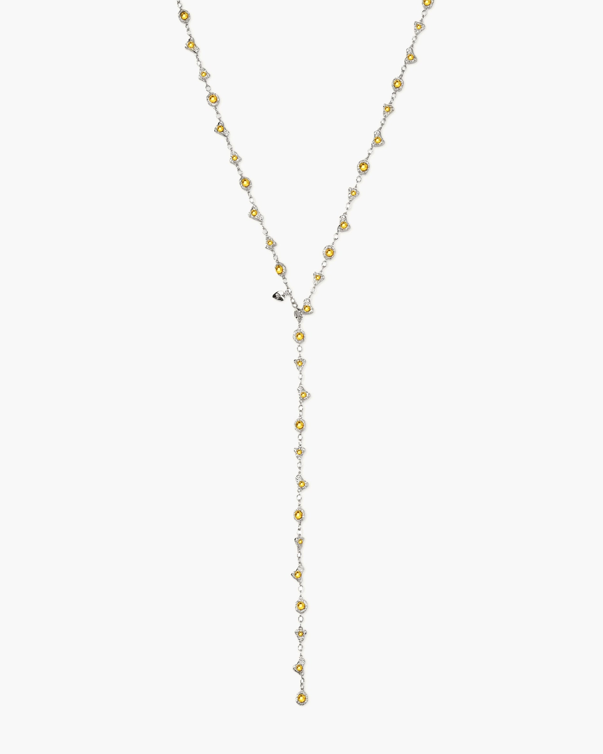 Lemon Crystal Long Chain in Silver