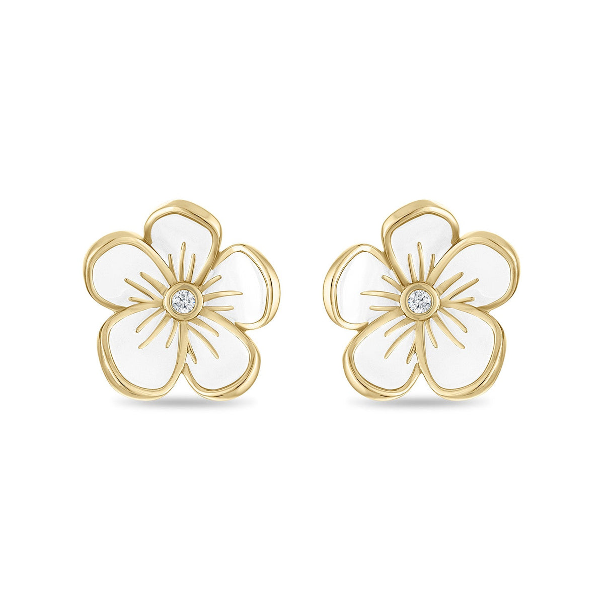 Large Florette Studs in White