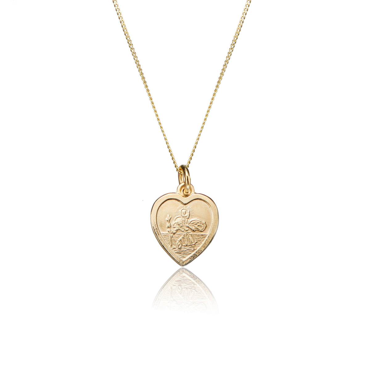 Gold Small Heart St Christopher Necklace