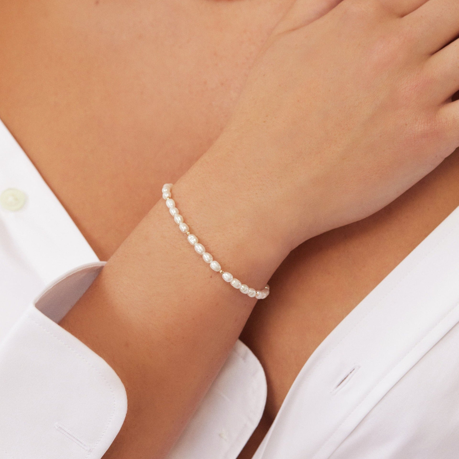 Silver Beaded Seed Pearl Bracelet