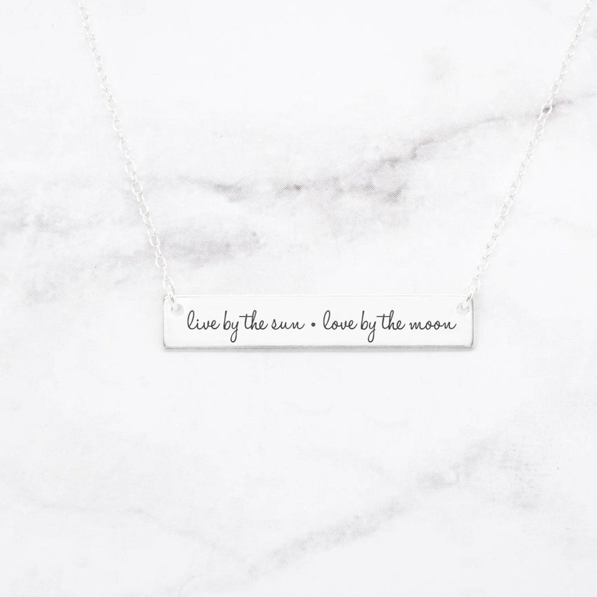 Live By The Sun Love By The Moon Necklace - Quote Bar Necklace