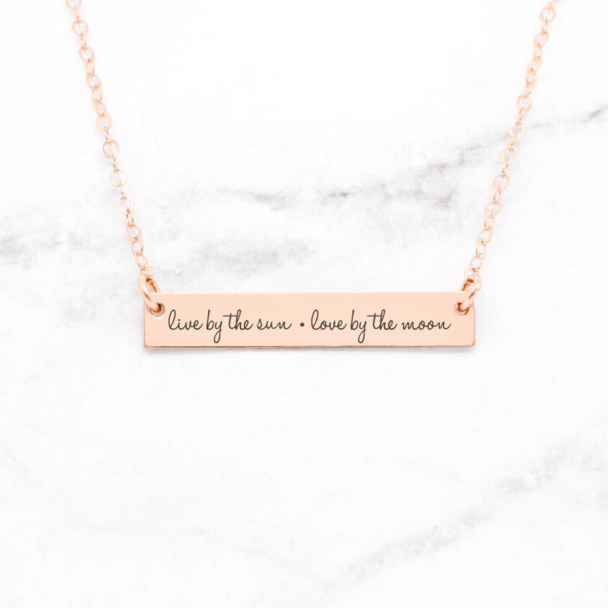 Live By The Sun Love By The Moon Necklace - Quote Bar Necklace