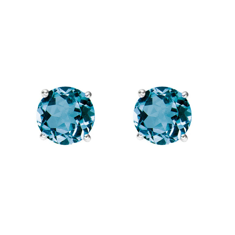Sterling Silver Teal Blue Topaz Stud Earrings
