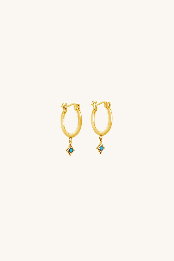 Lone Star Hoop Earrings - Turquoise