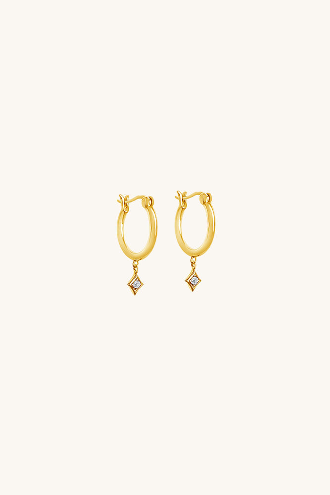 Lone Star Hoop Earrings - White Topaz