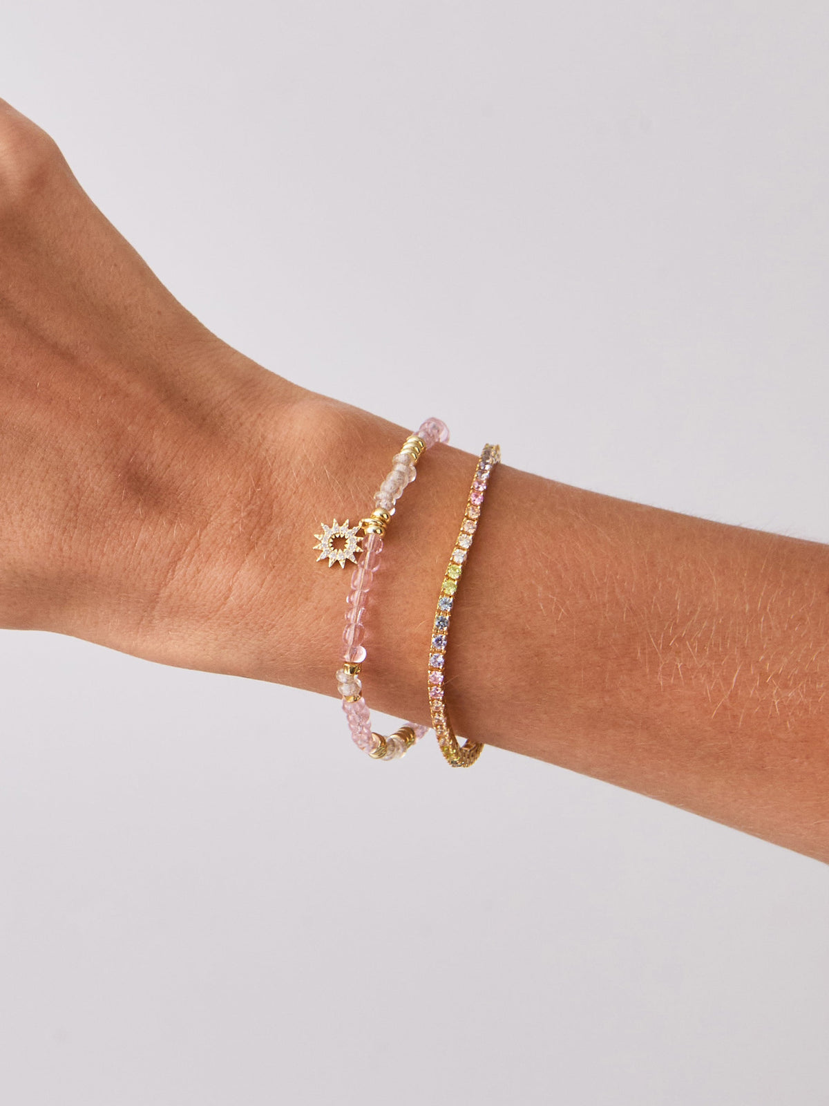 Pave 14K Gold Vermeil Rainbow Tennis Bracelet