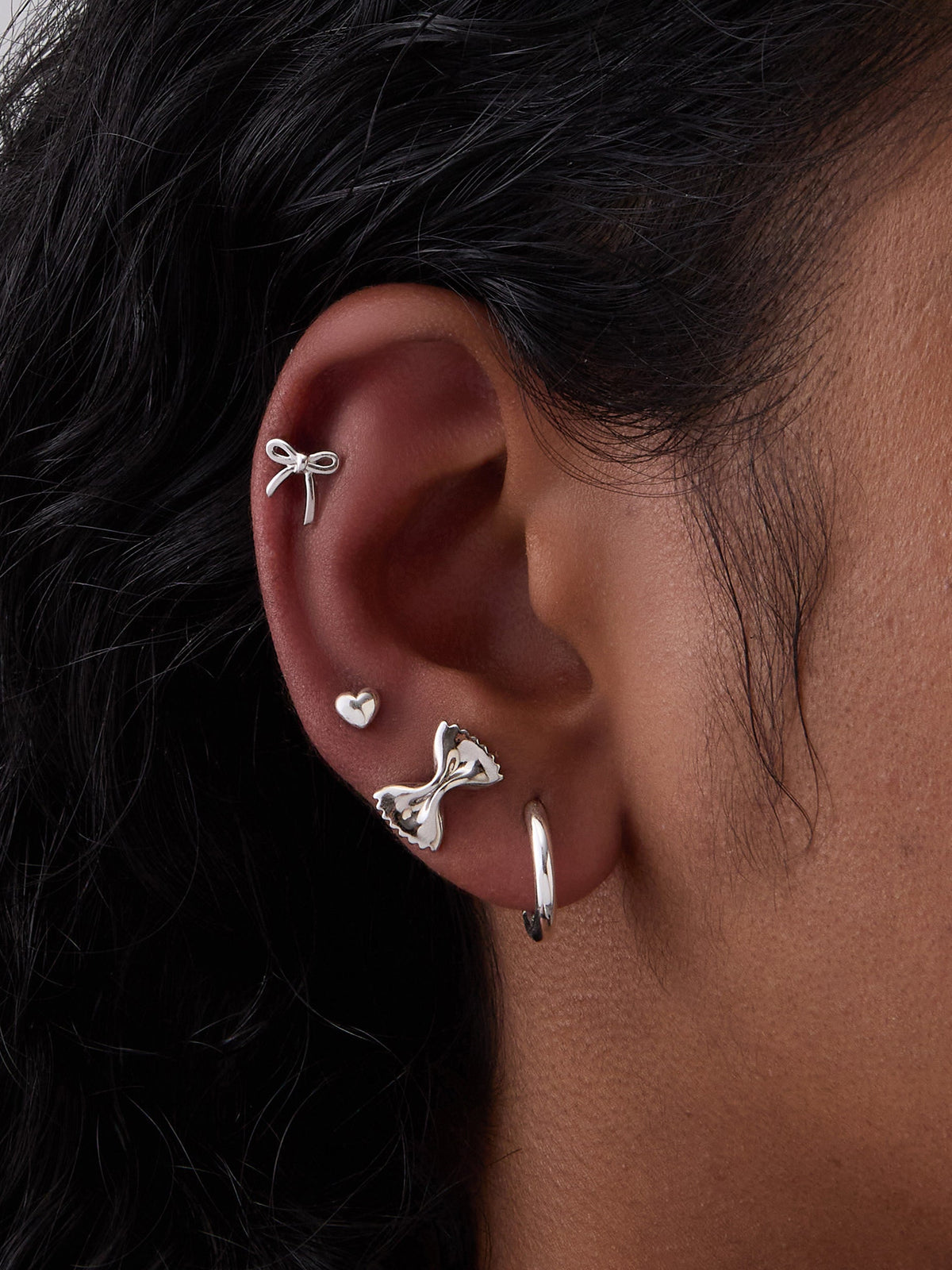 Bow Silver Flat Back Earring