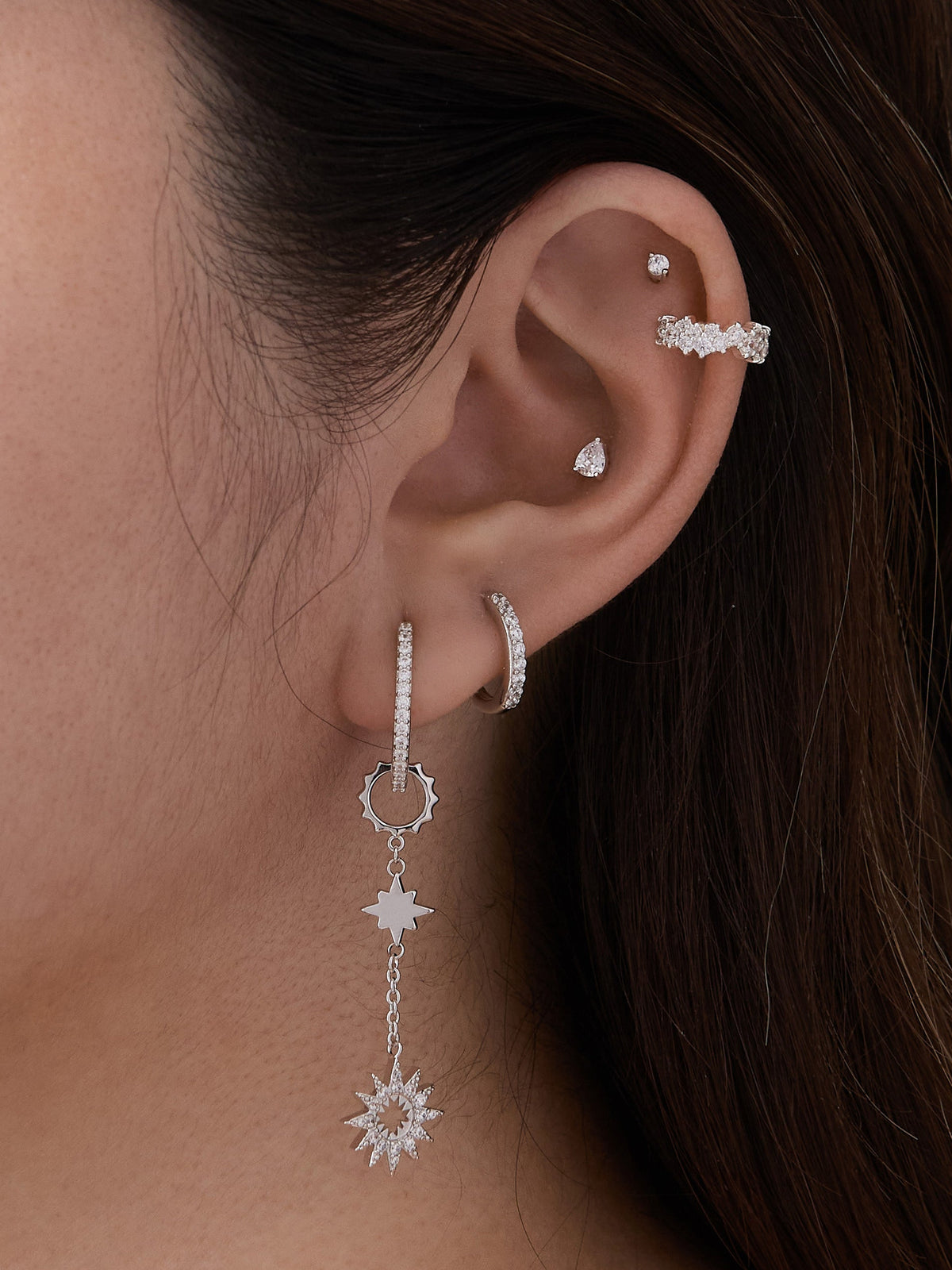 Sunlit Nova Silver Drop Earrings