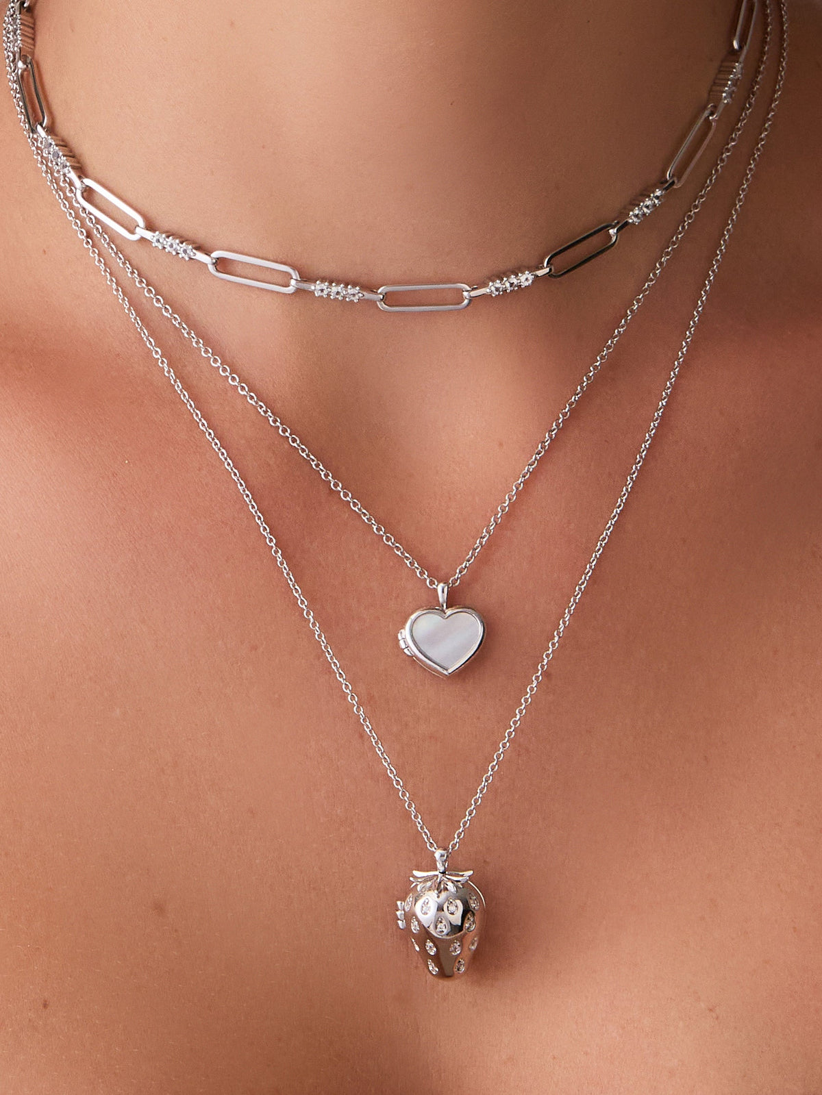 Heart Pearl & Silver Locket Necklace