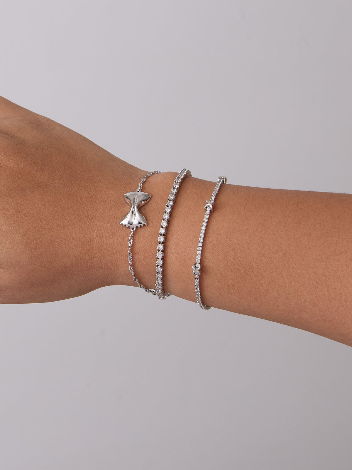 Bow Tie Pasta Silver Bracelet